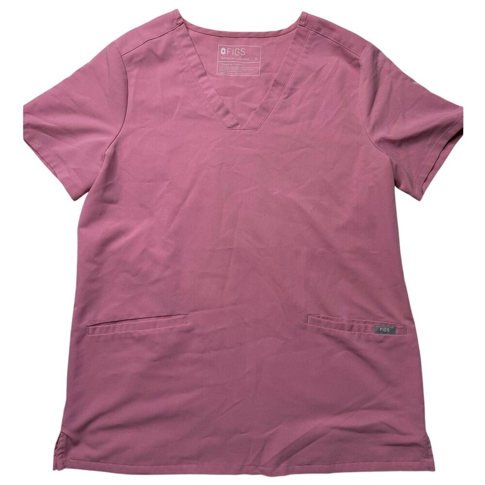 Figs Chalk Pink Scrub Top Small Women's PO 1783